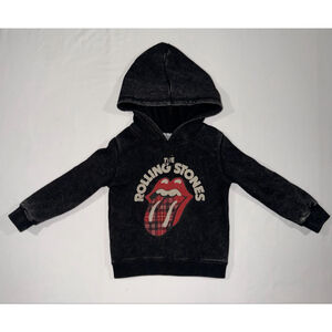 Rolling Stones Kids Hoodie Black Band Graphic Plaid Tongue 3T Black Toddler